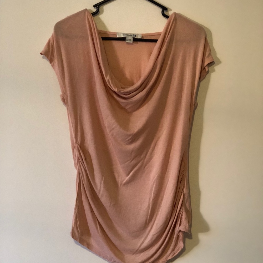Peach cowl neck tee. Size Small